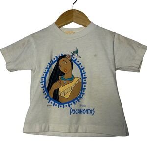 Vintage 90s Disney Pocahontas T Shirt Kids Toddler White Single Stitch Movie Tee
